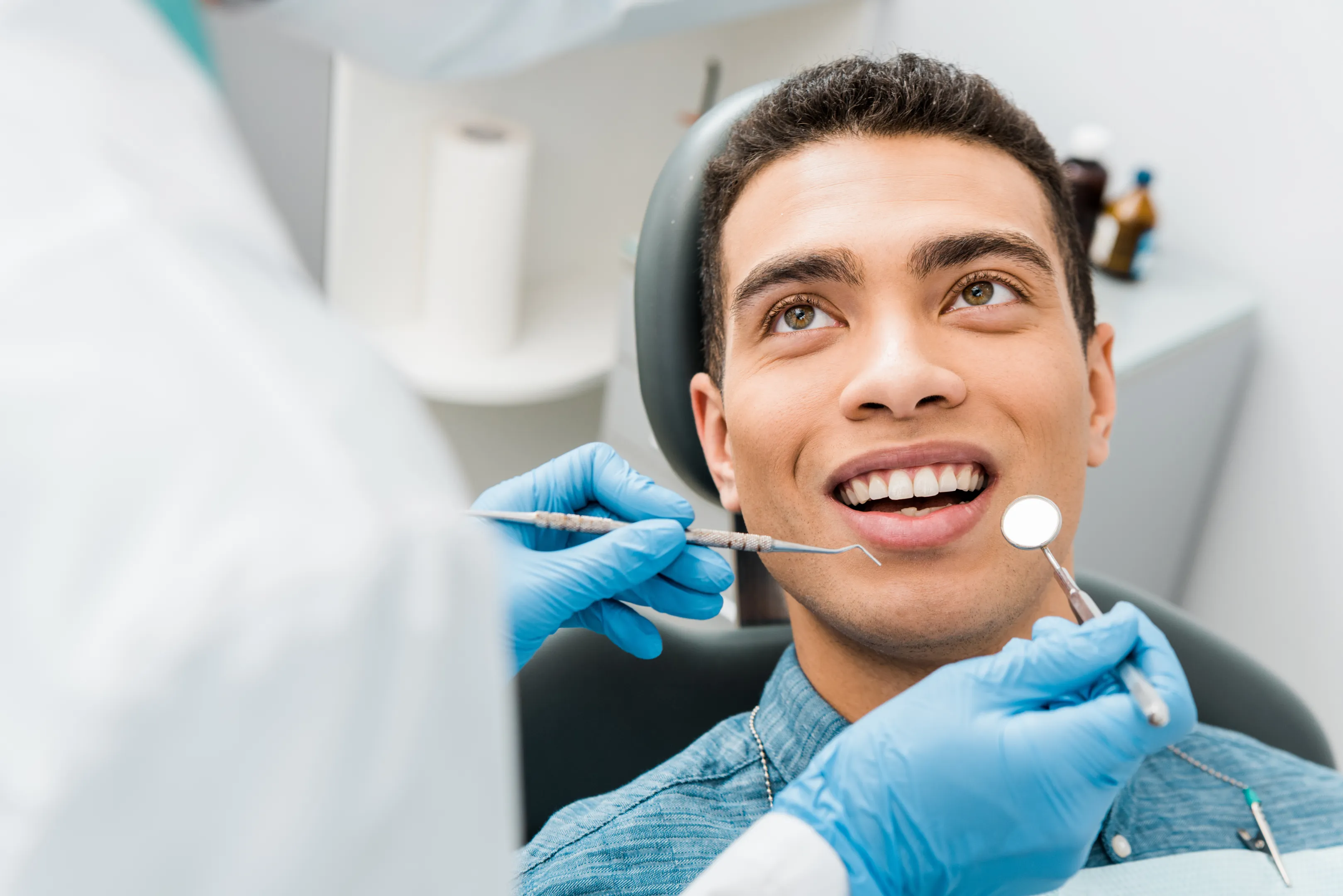 Patient receiving gentle, comfortable dental care at Glassell Dental