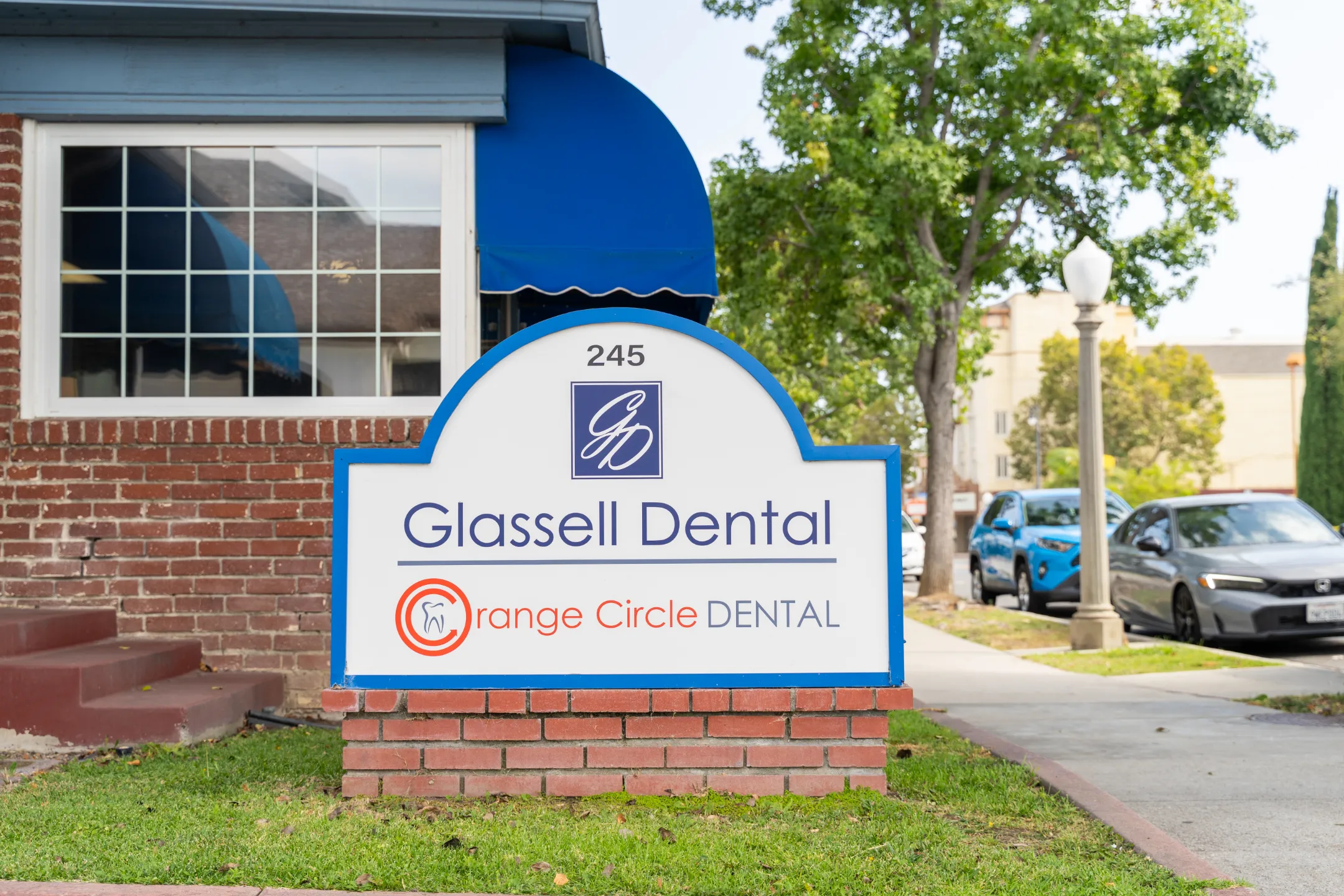 Glassell Dental office sign at 245 North Glassell Street in Old Towne Orange, CA